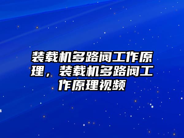 裝載機(jī)多路閥工作原理，裝載機(jī)多路閥工作原理視頻