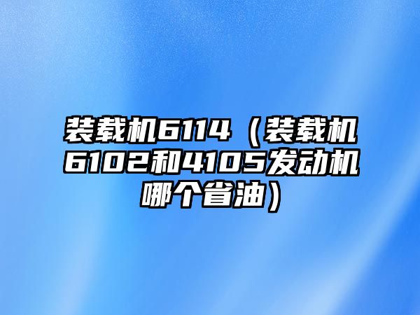 裝載機(jī)6114（裝載機(jī)6102和4105發(fā)動(dòng)機(jī)哪個(gè)省油）