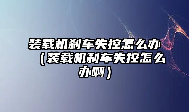 裝載機(jī)剎車失控怎么辦（裝載機(jī)剎車失控怎么辦?。?/>	
								</i>
								<p class=