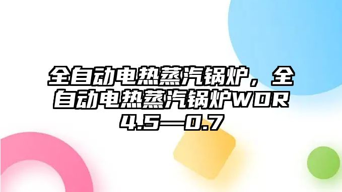 全自動電熱蒸汽鍋爐，全自動電熱蒸汽鍋爐WDR4.5—0.7