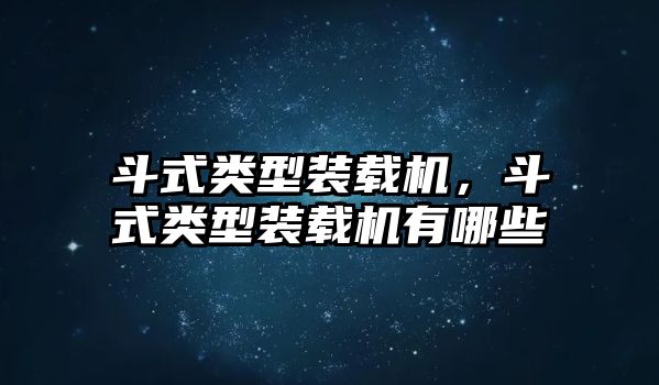 斗式類型裝載機，斗式類型裝載機有哪些