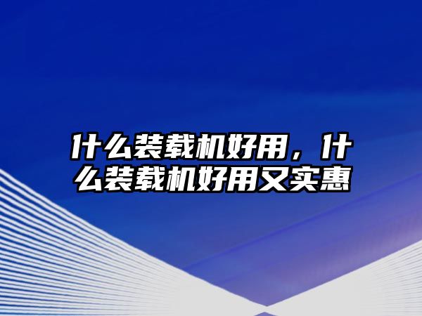 什么裝載機好用，什么裝載機好用又實惠