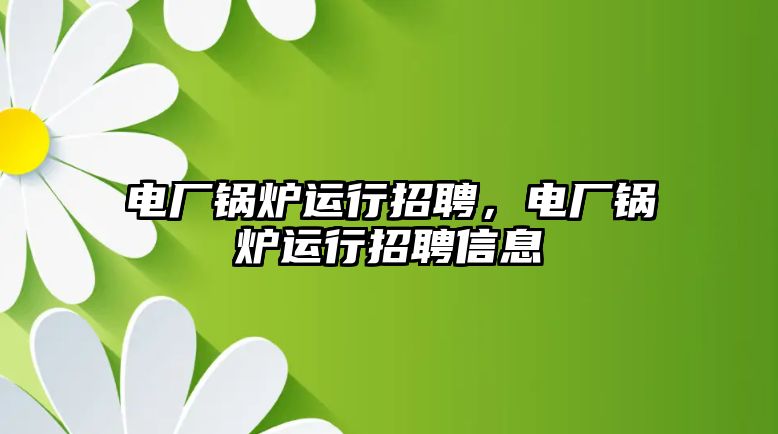 電廠鍋爐運(yùn)行招聘，電廠鍋爐運(yùn)行招聘信息