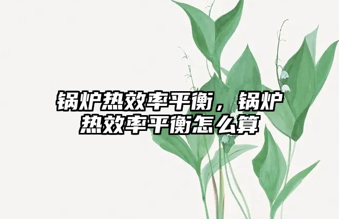 鍋爐熱效率平衡，鍋爐熱效率平衡怎么算