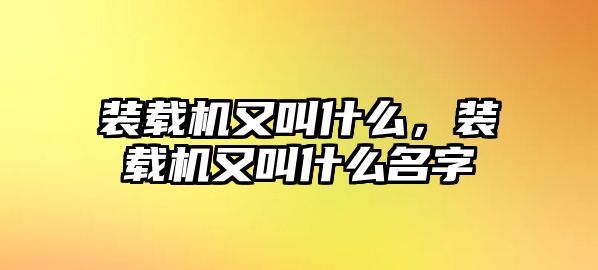 裝載機(jī)又叫什么，裝載機(jī)又叫什么名字