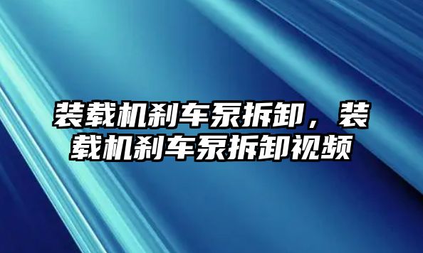 裝載機剎車泵拆卸，裝載機剎車泵拆卸視頻