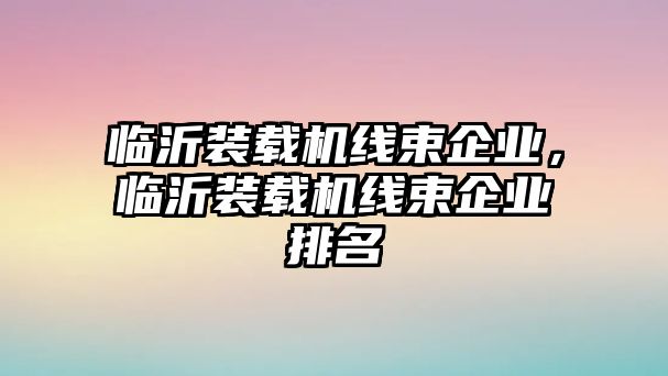 臨沂裝載機(jī)線束企業(yè)，臨沂裝載機(jī)線束企業(yè)排名