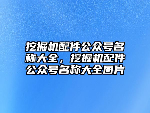 挖掘機配件公眾號名稱大全，挖掘機配件公眾號名稱大全圖片