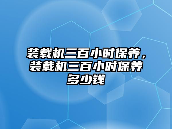 裝載機三百小時保養(yǎng)，裝載機三百小時保養(yǎng)多少錢