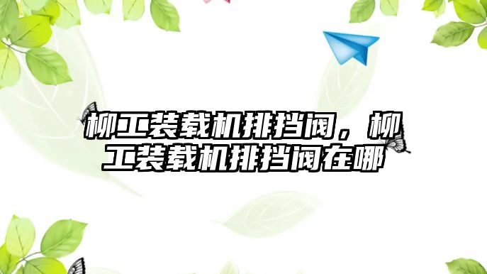 柳工裝載機排擋閥，柳工裝載機排擋閥在哪