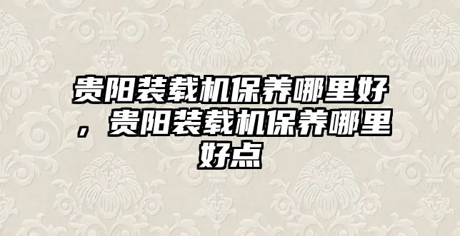 貴陽裝載機(jī)保養(yǎng)哪里好，貴陽裝載機(jī)保養(yǎng)哪里好點(diǎn)