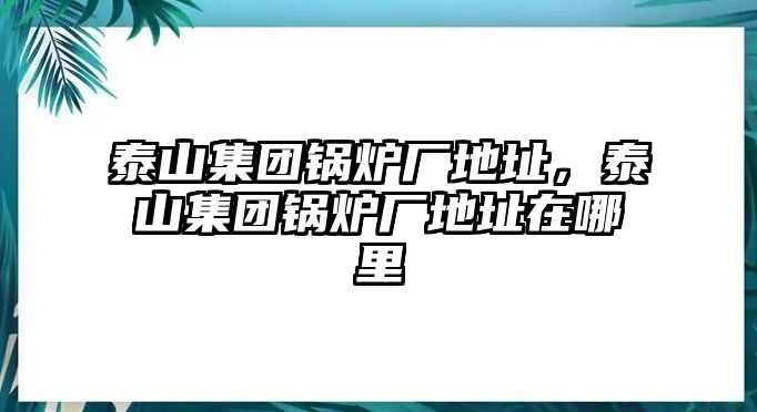 泰山集團鍋爐廠地址，泰山集團鍋爐廠地址在哪里