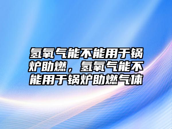 氫氧氣能不能用于鍋爐助燃，氫氧氣能不能用于鍋爐助燃?xì)怏w