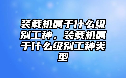 裝載機(jī)屬于什么級(jí)別工種，裝載機(jī)屬于什么級(jí)別工種類型