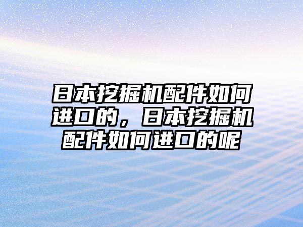 日本挖掘機配件如何進口的，日本挖掘機配件如何進口的呢