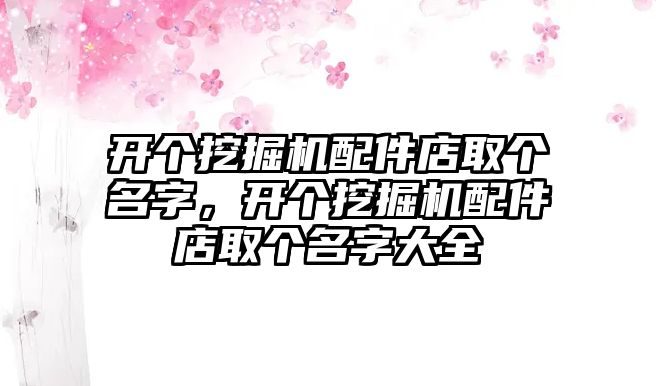 開個挖掘機配件店取個名字，開個挖掘機配件店取個名字大全