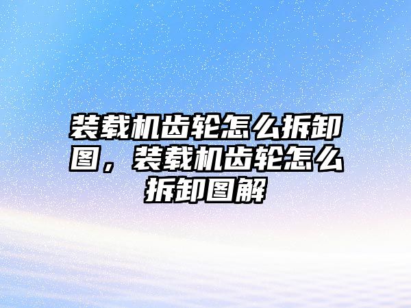 裝載機齒輪怎么拆卸圖，裝載機齒輪怎么拆卸圖解