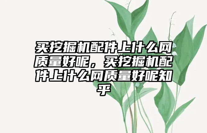 買挖掘機配件上什么網質量好呢，買挖掘機配件上什么網質量好呢知乎