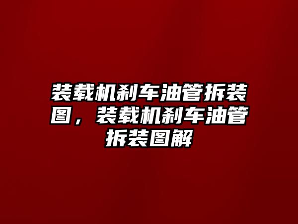 裝載機剎車油管拆裝圖，裝載機剎車油管拆裝圖解