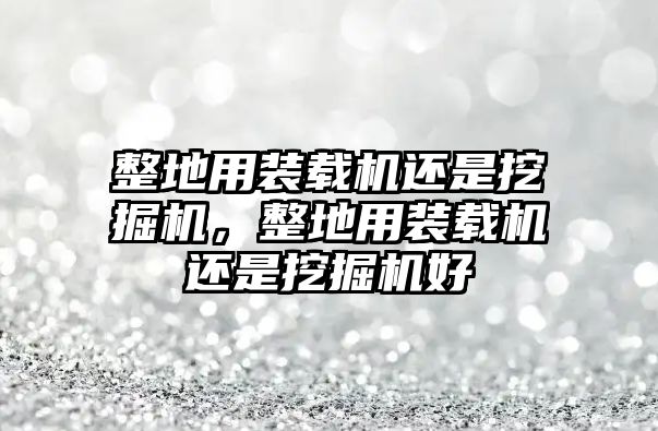 整地用裝載機還是挖掘機，整地用裝載機還是挖掘機好