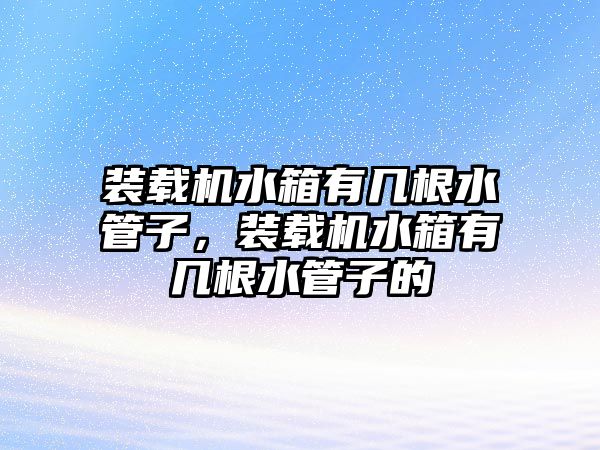 裝載機水箱有幾根水管子，裝載機水箱有幾根水管子的