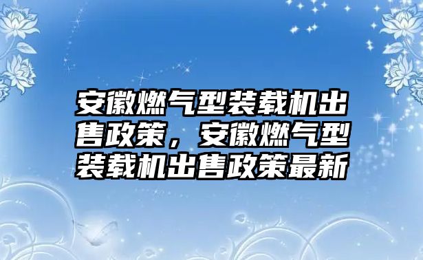 安徽燃氣型裝載機出售政策，安徽燃氣型裝載機出售政策最新