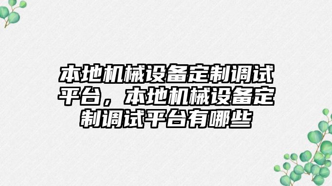 本地機(jī)械設(shè)備定制調(diào)試平臺(tái)，本地機(jī)械設(shè)備定制調(diào)試平臺(tái)有哪些